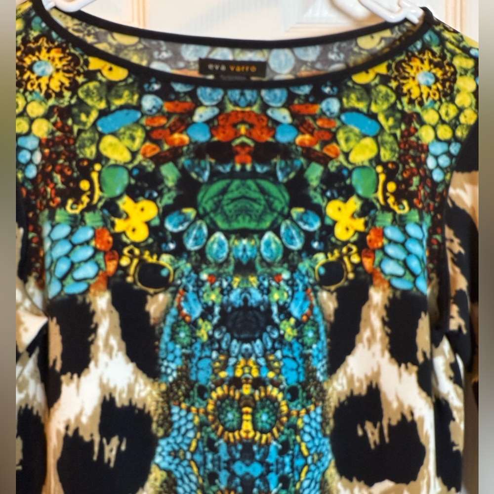 Artsy VTG Eva Varro Ladies Tunic Top
Blouse Size S Abstract Colorful Statement
